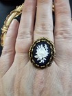 Vintage Floral Cameo Adjustable Ring New Old Stock