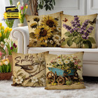 Summer Pillow Covers 18x18 Inch Set Of 4 Summer Vintage Decor Sunflower Bird Flo