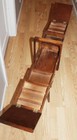 Vintage Mcm Dovetail Wood Accordion Fold Out Handled Sewing Box Chest W  Legs