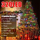 320led Christmas Tree Waterfall Light Fairy String Outdoor Waterproof Xmas Decor