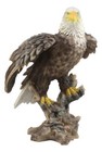 Realistic American Pride Patriotic Bald Eagle Perching On Wood Stock Statue 17 h