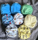 Lot Of 8 Cloth Diapers     Grovia   Kissaluvs Newborn All In One Diapers   Fun   