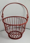 Vintage Red Egg Basket Heavy Duty Coated Wire With Handle Farmhouse Decor