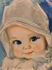 Vintage Baby Art Print Wall Plaque Picture Slight Convex Round Frame Nursery