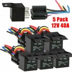5 10pc 12v 30 40 Amp 4-pin Spst Automotive Relay With Wires   Harness Socket Set