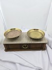 Vintage Marble Wood   Brass Balance Scale 19x8x5