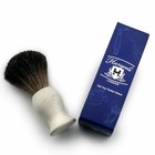 100  Black Badger Hair Men s Shaving Brush White Resin Handle Home Barber Shave