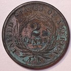1864 Two Cent Piece Almost Uncirculated Au Coin  Details  21112