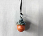 Painted Wooden Acorn Pendant Hippie Necklace 26  Adj Unisex  Usa Seller Gift