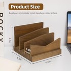 Wooden Mail Organizer Countertop  3 Slots Mail Holder For Paper  Bill  Brown