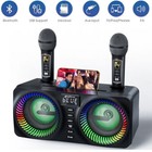 Bluetooth Portable Karaoke Machine Pa System Dual Speaker 2 Wireless Microphones
