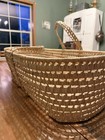 Woven Palm Leaf Baby Moses Basket Carry Bassinet W  Handles  White Fitted Pad