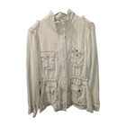 Style   Co Funnel Neck Utility Military Jacket Sz M Khaki Green Spring Summer