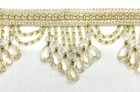 Sold By The Yard   4 25    Beaded Trim Fringe With Gimp Top   White Gold
