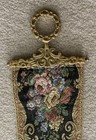 Vtg Tapestry Bell Pull French Regency Wall Hanging Gold Ornate Metal Hangers New