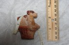 Antique Celluloid   fox Terrier Puppies In Basket Tape Measure  figural novelty