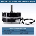 Replacement For Lomanco F0510b2705 120v 35000 Models Power Vent Attic Fan Motor 
