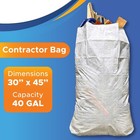 34 Pack-reusable Contractor Bags 40 Gallon Heavy Duty White Woven Polypropylene