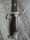    vintage Mexican Sword Machete Etched  entre Fuertes No Hay Cornadas  1950s   