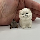 Vintage Ceramic Persian Fluffy White Cat Kitty Trinket Figurine Miniature