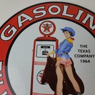 Vintage Texaco Gasoline Sign - Texas Company Gas Pump Service Sign