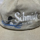 Vintage Schmidt Beer Loon Mesh Trucker Hat Cap Snapback Made Usa Spartan 80s Tan