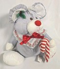 Vintage Fisher-price Puffalump Gray Christmas Mouse 12  Plush 1987 W  Candy Cane