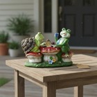 Solar Frog Garden Statue Resin Turtle Riding Frog Statue Outdoor For Yard  Patio
