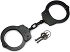 Professional Grade Black Steel Handcuffs With Double Lock Mechanism For Security