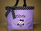 Personalized Baby Diaper Bag Tote Monogrammed Cute Owl Girl Bow