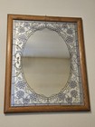 Windsor Art Marsel Wood Framed Wall Etched Mirror Faux Stained Glass 31  X 25 