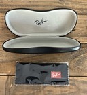 Genuine Ray-ban Hard Clamshell Glasses Case Black Faux Leather W lens Cloth New 