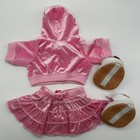 Build A Bear Pink Heart Velour Track Suit Hoodie Skirt Sketchers Teddy Outfit