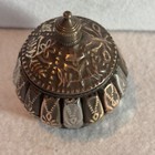 Vintage Made In India Ribbed Tricolor Metal Brass Copper Silver Small Box W  Lid