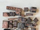 Letterpress Printer Copper Wood Print Blocks Cuts Lot Of 34 Various Subjects