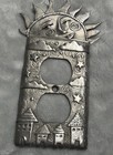 Signed Leandra Drumm Smiling Sun Duplex Outlet Cover Cast Pewter Folk Art