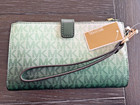 Michael Kors Mk Jet Set Travel Double Zip Phone Wristlet Wallet Moss Green