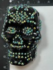 Gothic Day Of The Dead Bejeweled Black Skull Skeleton Head Halloween Figurine