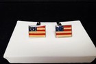1970s Silver-tone American Flag Cufflinks With Red  White And Blue Enamel-style