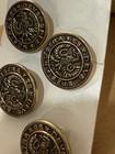 Antique Vintage Hessian Soldier Buttons Brass 4 Military Metal Button Rare