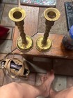 Vintage Solid Brass Candlestick Holders 8 5  In Tall Set Of Two Heavy Wide Bases