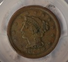 1854 Braided Hair Large Cent  Pcgs Xf45