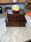 Antique Two Tier Wooden Sewing Thread Holder Box Pin Cushion Shaker Type 