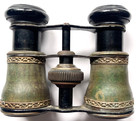 Antique Telescoping Binoculars Opera Glasses Sportiere Paris Green Leather Clad