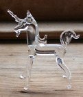 Vintage Handmade Art Glass Hand Blown Clear Glass Unicorn Figurine 3-1 4  Of16