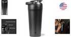 Stylish 24 Oz Black Stainless Steel Shaker     Quiet Mixing And Leakproof Lid
