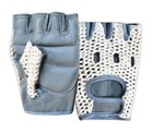 Leather Crochet Padded Weight Training Cycling Driving Wheelchair Gloves