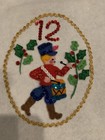 Holiday Tree Skirt  Table Centerpiece Hand Embroidered 12 Days Of Christmas