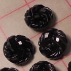 12 Black Czech Pressed Glass Shank Buttons Spiral Facet Design 7 8  22mm  829