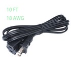 Extension Cord 10 Ft  2 Prong Power Cable  Small 10 Foot-1 Pack  Black